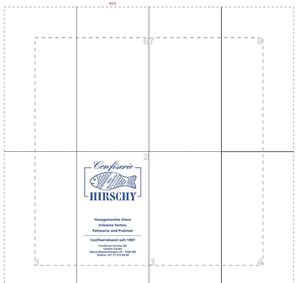 Servietten 2-lagig, 33 x 33 cm, weiss 1/8 Kopffalz, Druck 1-farbig