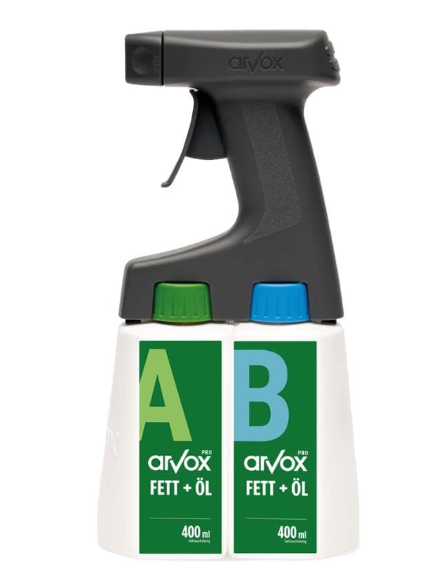 Nettoyant spécial Arvox Pro Graisse + Huile, nettoyant à deux composants (2 x 0,4 litres)