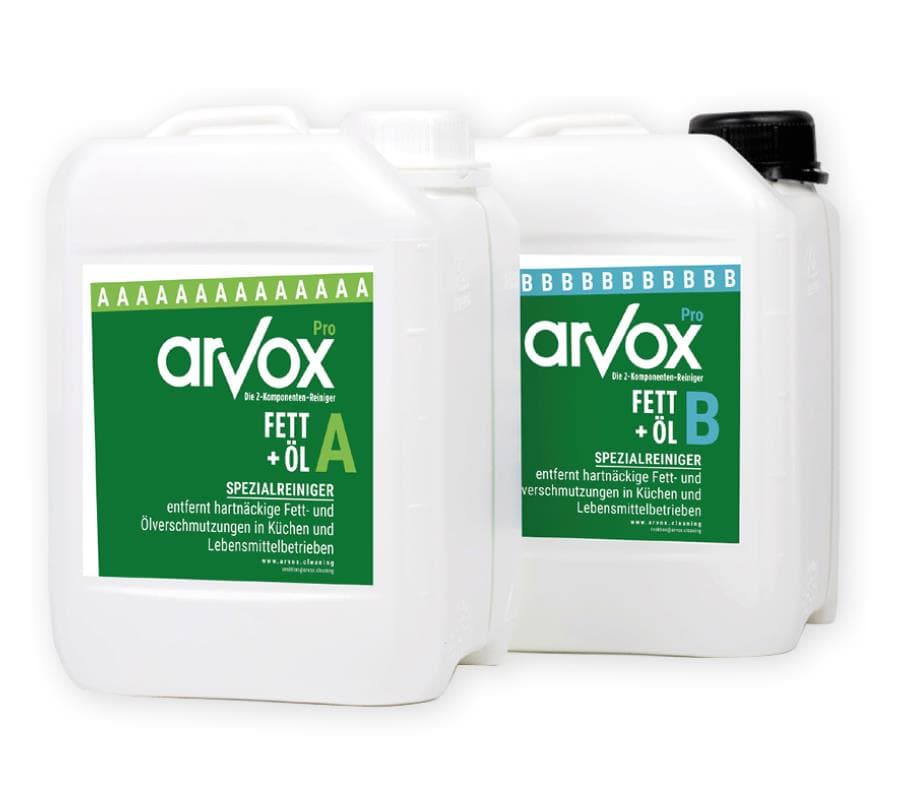 Nettoyant spécial Arvox Pro graisse + huile, nettoyant à deux composants (ensemble de 2 x 5 litres)