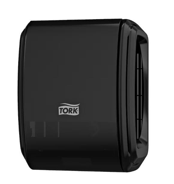 Distributore di tappi per deodorante continuo, nero, 119 x 98 x 146 mm.