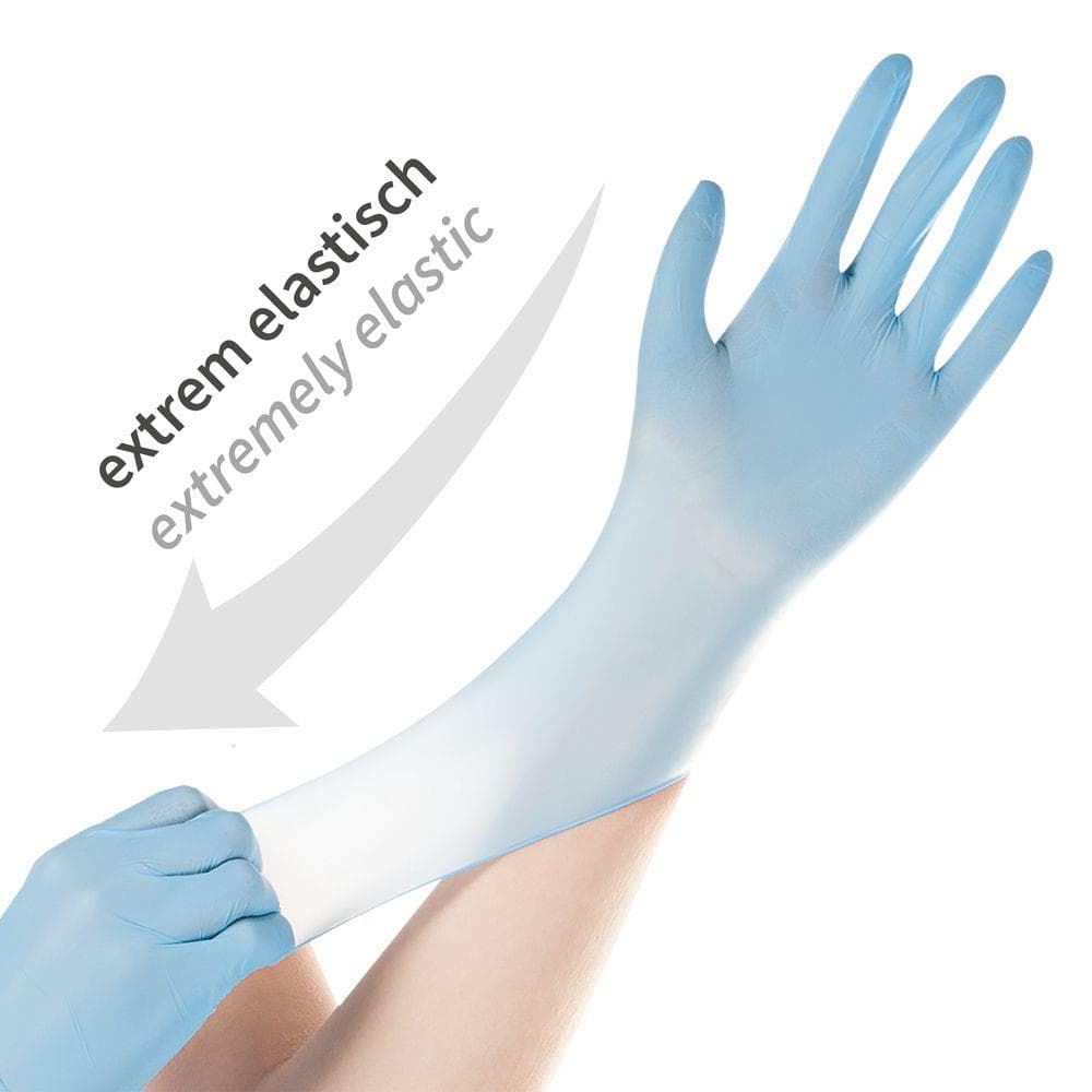 Nitril-Handschuhe SAFE SUPER STRETCH Grösse L, puderfrei, blau, Länge 24 cm,