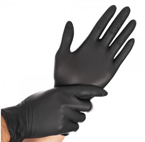 Guanti in nitrile taglia XL, Hygostar, senza polvere, neri, lunghezza 24 cm