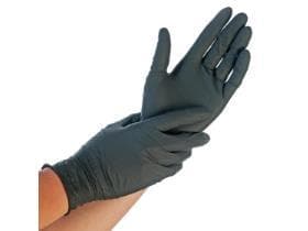 Guanti in nitrile "Extra Safe" neri senza polvere, taglia M, lunghi 24 cm
