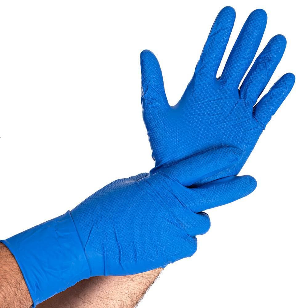 Guanti in nitrile, Power Grip, blu, senza polvere, taglia M, lunghezza: 24 cm