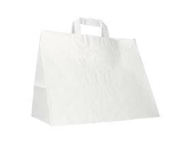 Sacchetti di carta bianchi 70 gm2 non stampati, 320 + 220 x 240 mm, con