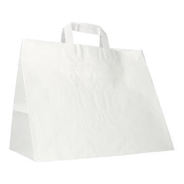 Sacchetti di carta bianchi 70 gm2 non stampati, 320 + 220 x 240 mm, con