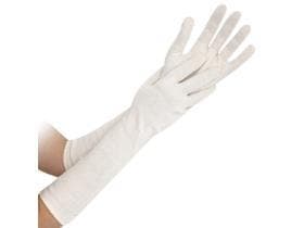Guanti in cotone taglia L, lunghezza 45 cm, colore naturale
