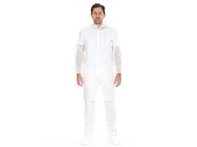 Camice da visitatore in pile PP, taglia XL bianco, con cerniera, lunghezza 110 cm,