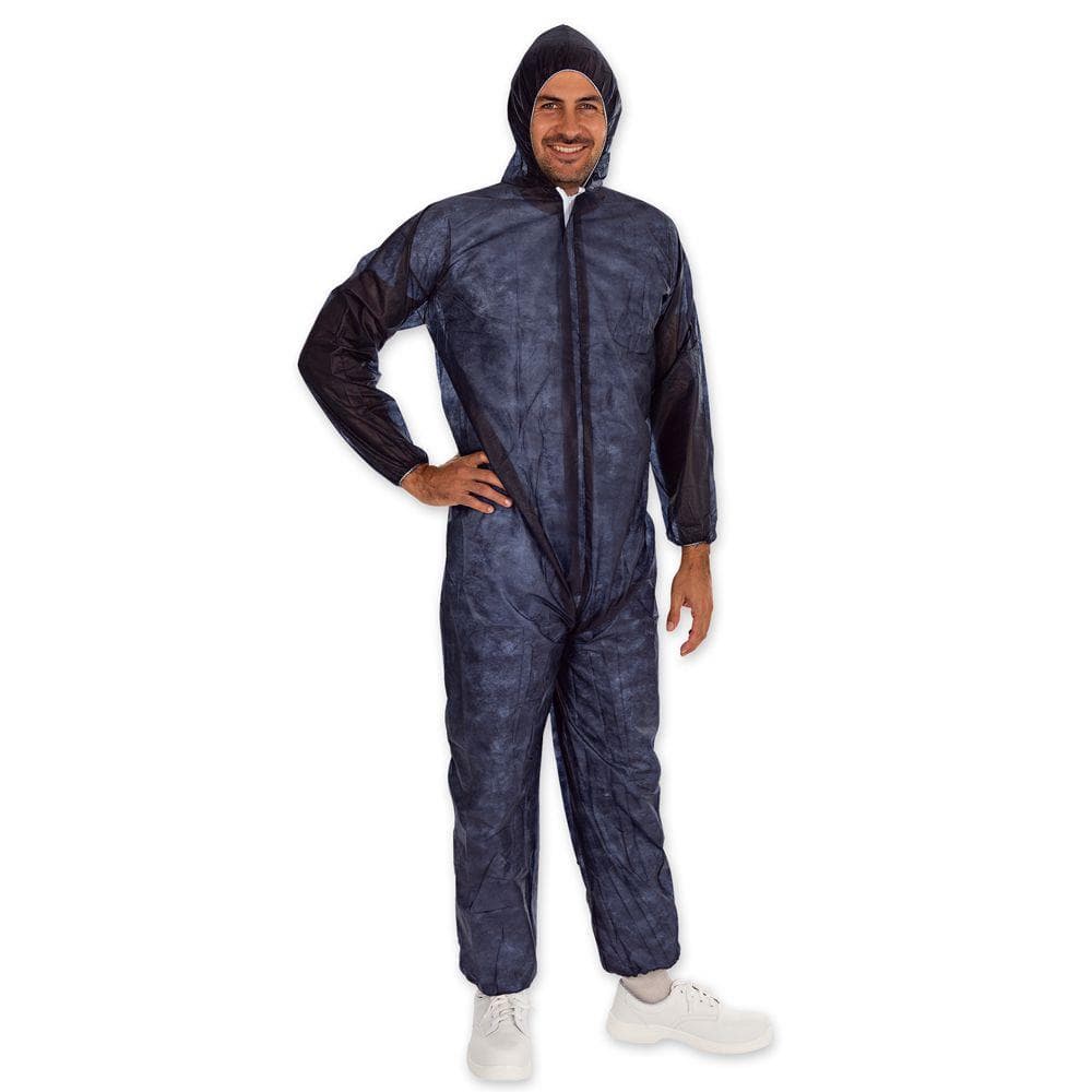Combinaison à capuche, en polaire PP, bleu taille XXL, avec poignets aux bras et aux pieds