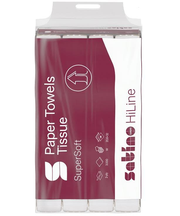 Asciugamani pieghevoli Satino HiLine bianco puro, piega a W, cellulosa, 2 strati, Tissue