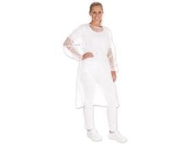Camice monouso in pile PP con polsini elastici, taglia unica, bianco, lunghezza: 115 cm,
