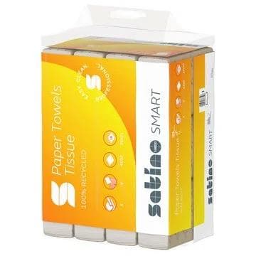 Asciugamani piegati Satino Smart bianchi piegati a V, 100% riciclati, 2 veli,