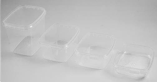 Traiteurbecher aus PP transparent, quadratisch, 500 ml, 128 x 128 x 55 mm,