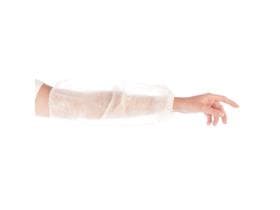 Housses de protection, blanches, en non-tissé PP, revêtement PE, longueur 45 cm