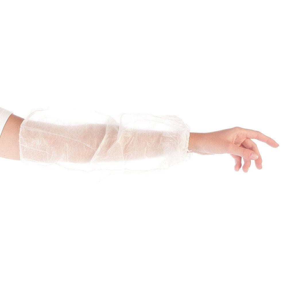 Housses de protection, blanches, en non-tissé PP, revêtement PE, longueur 45 cm
