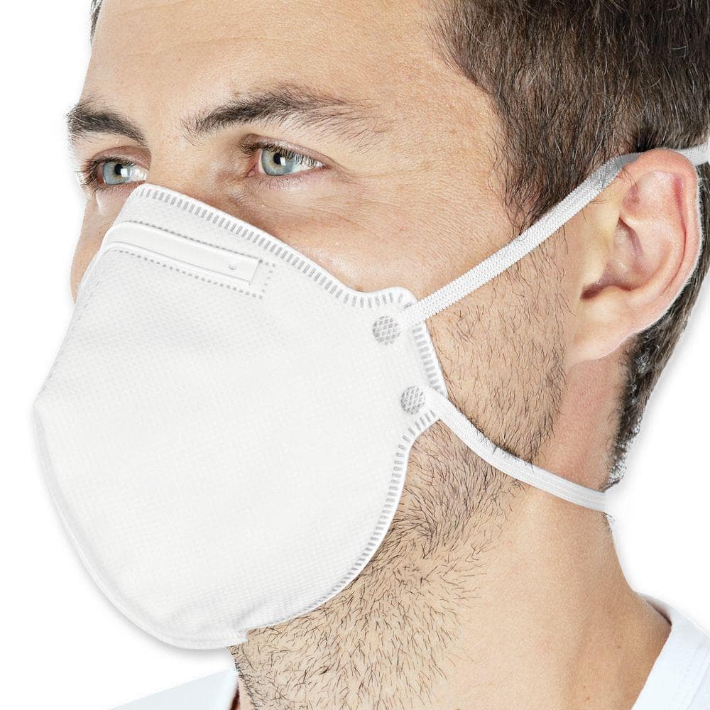 Masque respiratoire FFP2, blanc, polaire PP de haute qualité, avec bandeaux (sans latex),