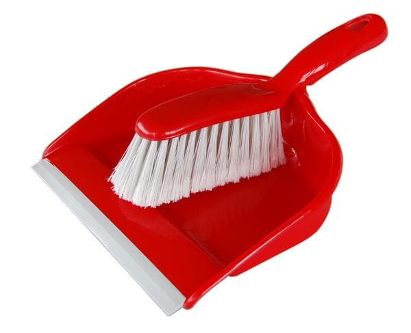 Set per la pulizia "light", rosso, composto da scopa a mano e paletta per la polvere 21 x 18 cm.