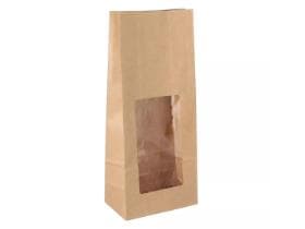 Sachet à fond plat en papier kraft brun, à nervures serrées, 135 + 75 x 315 mm, 750 g,
