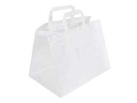 Sacs en papier blanc kraft 70 g/m², 32 + 22 x 33 cm, avec