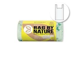 Sac à déchets biologiques compostable de 20 L avec poignée pour un nouage facile.