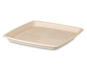 Servierplatte aus Bagasse, Farbe natur, 261 x 261 x 28 mm