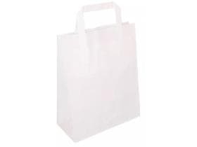 Sacchetti di carta in kraft bianco 70 g/m², 18 + 8 x 22 cm, con