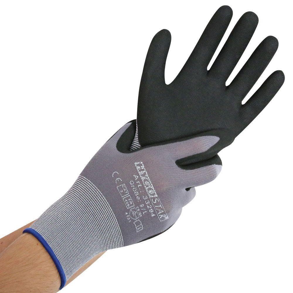 Gants en maille fine nylon ERGO FLEX, taille M, avec revêtement nitrile PU,