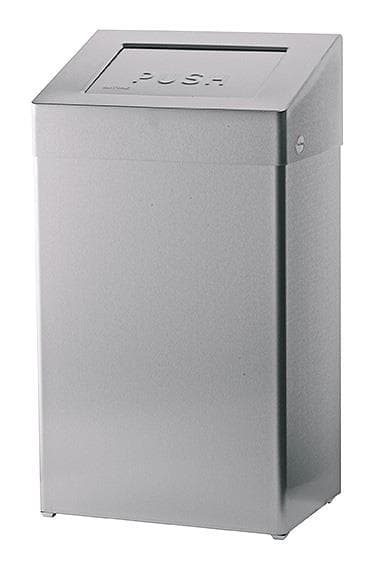Poubelle SanTral ABU 50 E, en acier inoxydable de 50 litres, avec fermeture automatique.