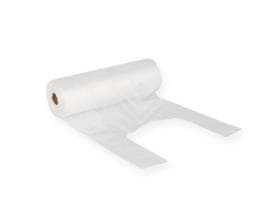Sacchetti annodati 220 + 110 x 480 mm in HDPE trasparente 9 my, in rotolo da 200 pezzi