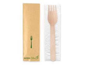 Set di posate biologiche Forchetta composto da: Forchetta (in legno di betulla), lunghezza 16 cm,