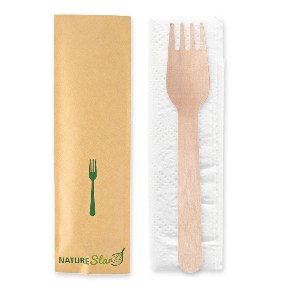 Set di posate biologiche Forchetta composto da: Forchetta (in legno di betulla), lunghezza 16 cm,