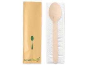 Set di posate biodegradabili Spoon composto da: cucchiaio (in legno di betulla), lunghezza 16 cm.