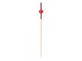Brochette à amuse-gueules en bambou BALL, 9 cm naturel avec boules rouges,