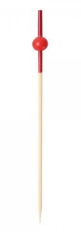 Brochette à amuse-gueules en bambou BALL, 9 cm naturel avec boules rouges,