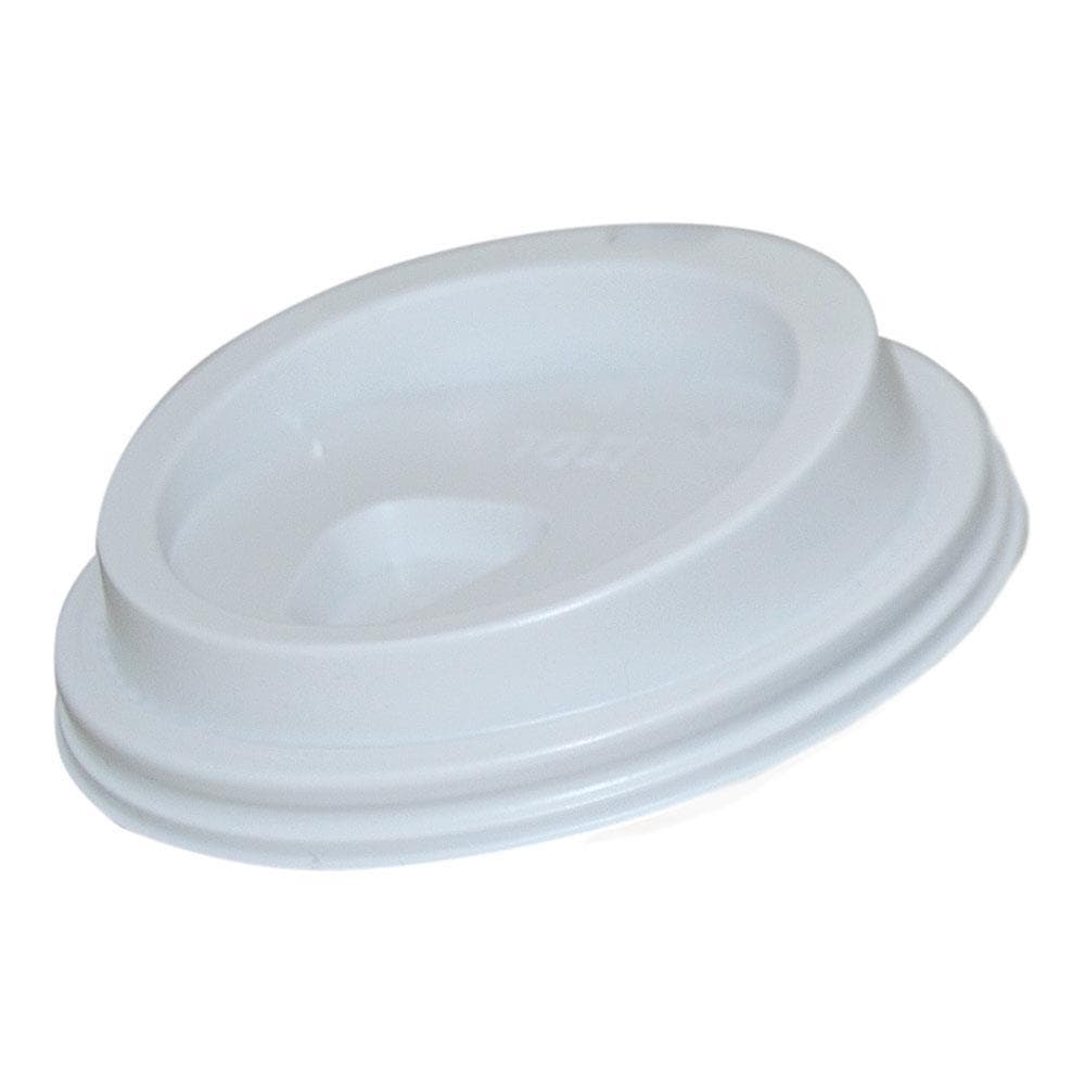 Couvercle blanc avec trou pour boire, diamètre 80 mm, en PS (polystyrène)