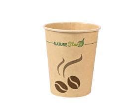 Kaffeebecher 3 dl braun, aus umwelt- freundlicher Pappe, beschichtet mit PLA,