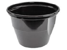 Contenitore per zuppe da 680 ml, ø 143 mm, altezza 74 mm, in plastica PP nera.
