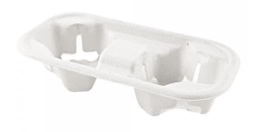 Porte-gobelet "Double", canne à sucre, blanc 22 x 11 x 4 cm, 100% compostable,