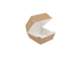 Scatola per hamburger quadrata in cartone, 900 ml, marrone/bianco, 120 x 120 x 85 mm, interno