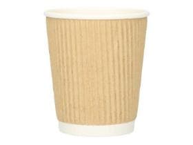 Kaffeebecher, 2 dl, geriffelt, braun, doppelwandig,  Durchmesser 80 mm,