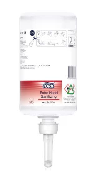 Gel désinfectant pour les mains Tork Premium (S1) flacon de 1 litre, incolore