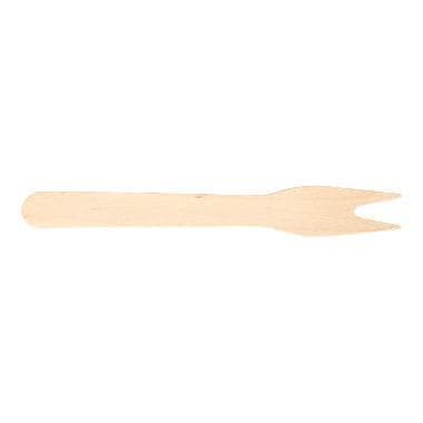 Forchetta per patatine fritte biologica in legno di betulla, lunghezza 120 mm, a due punte
