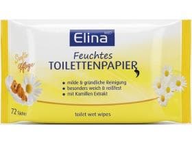 Papier toilette humide Elina à la camomille, taille de la lingette 18 x 12 cm