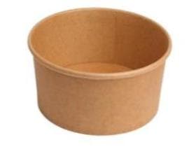 Ciotola per insalata/pasto, cartone kraft marrone rotonda, ø 150 mm, altezza 78 mm, 1000 ml,