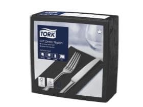 Tovaglioli per cene Tork Soft, Advanced, 39 x 39 cm, 3 strati di tessuto nero.