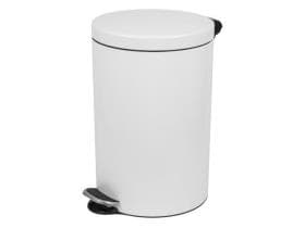 Poubelle à pédale 12 litres blanche, hauteur 40 cm Ø 25 cm, blanche, fermeture amortie