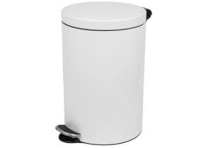 Cestino per rifiuti a pedale con chiusura soft-close, 5L, bianco Ø 20 cm, altezza 28 cm.