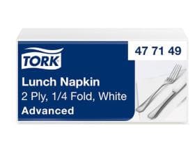 Tovagliolo da pranzo Tork bianco, 2 strati, 33 x 33 cm, piega a 1/4.