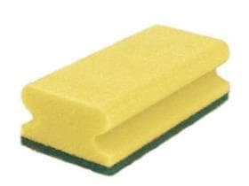 Éponge à récurer 9,5 x 7 x 4,5 cm, jaune/vert, éponge PU avec manche