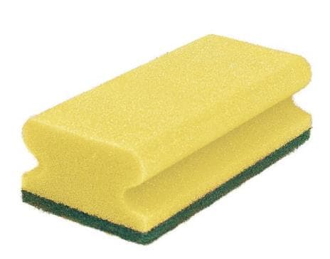 Éponge à récurer 9,5 x 7 x 4,5 cm, jaune/vert, éponge PU avec manche